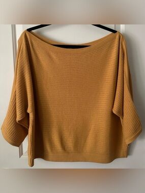 prAna Lightweight Knit Sweater Poncho Dolman Sleeve Wide Neck Mustard L